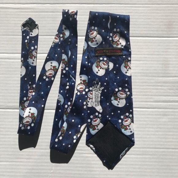 2 Christmas Ties Hallmark & Jingle Bells Brands  Santa Snowmen Candy Canes - Picture 7 of 9